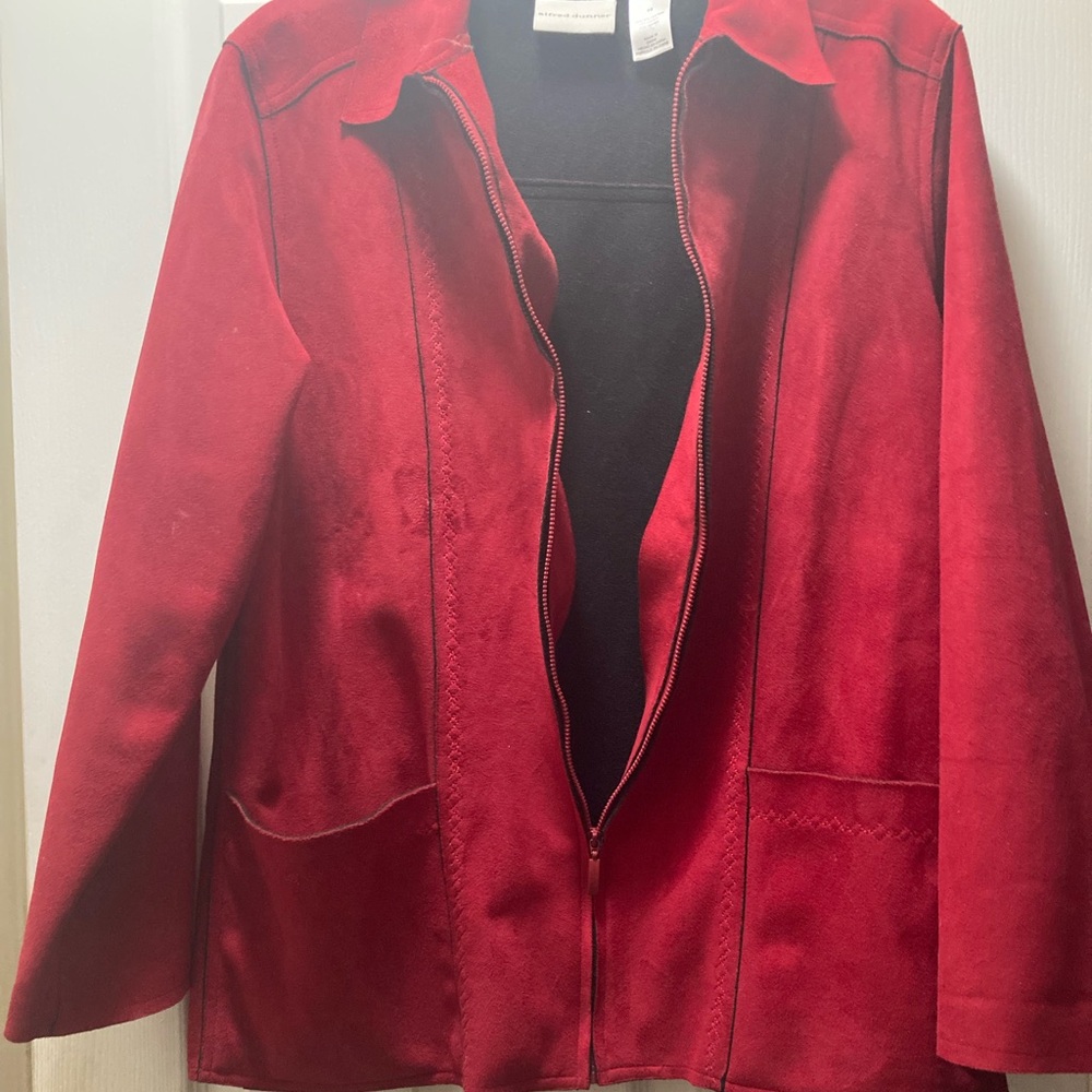 Jacket-Alfred Dunner-brushed suede feel,  size 10 100% polyester Red jacket